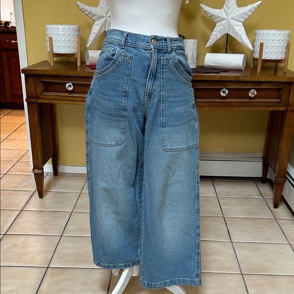 We The Free Piper Mid Rise Blue Wash Crop Wide Leg Relaxed Fit Jeans Size 27 - Picture 2 of 16